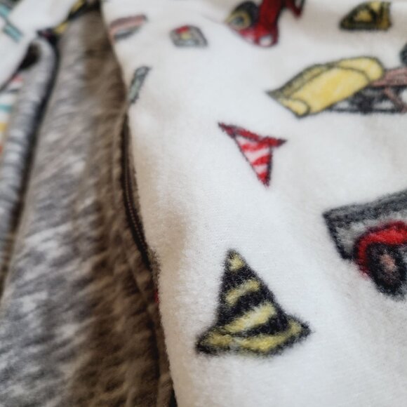 Baby Footed Pajamas Set Of 3 Size 2T & 4T Cozy Fleece With Vehicles & Stripes - Picture 7 of 16